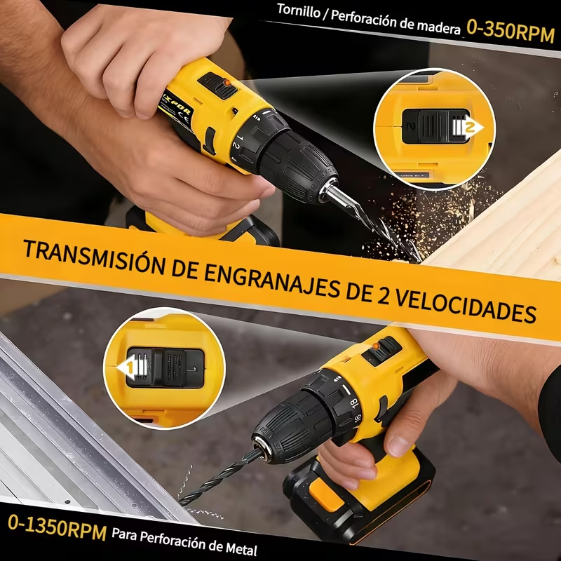 Taladro Inalámbrico 68V con 34 Accesorios – Potencia y Versatilidad