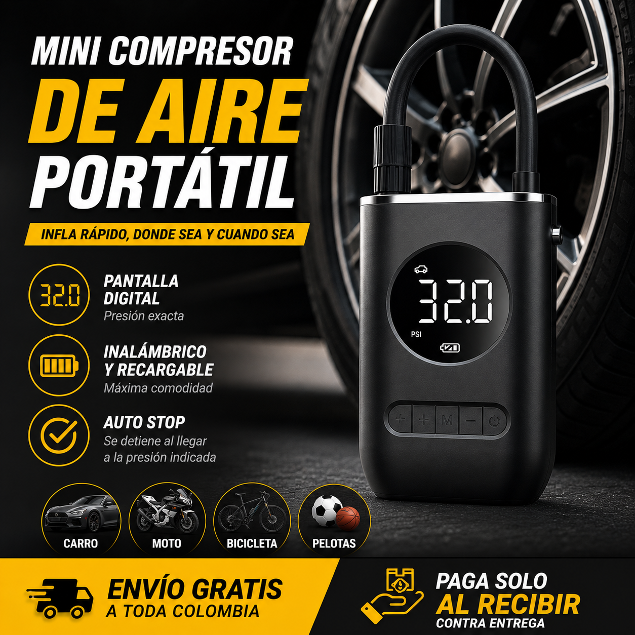 Mini Compresor De Aire Digital